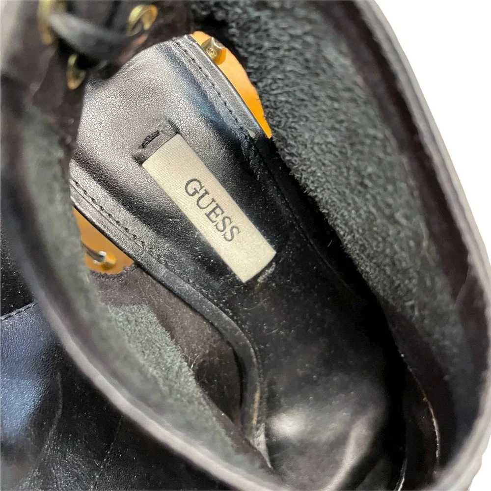 Guess Black Leather Back Lace Up Heels Size 6.5 - Picture 5 of 7